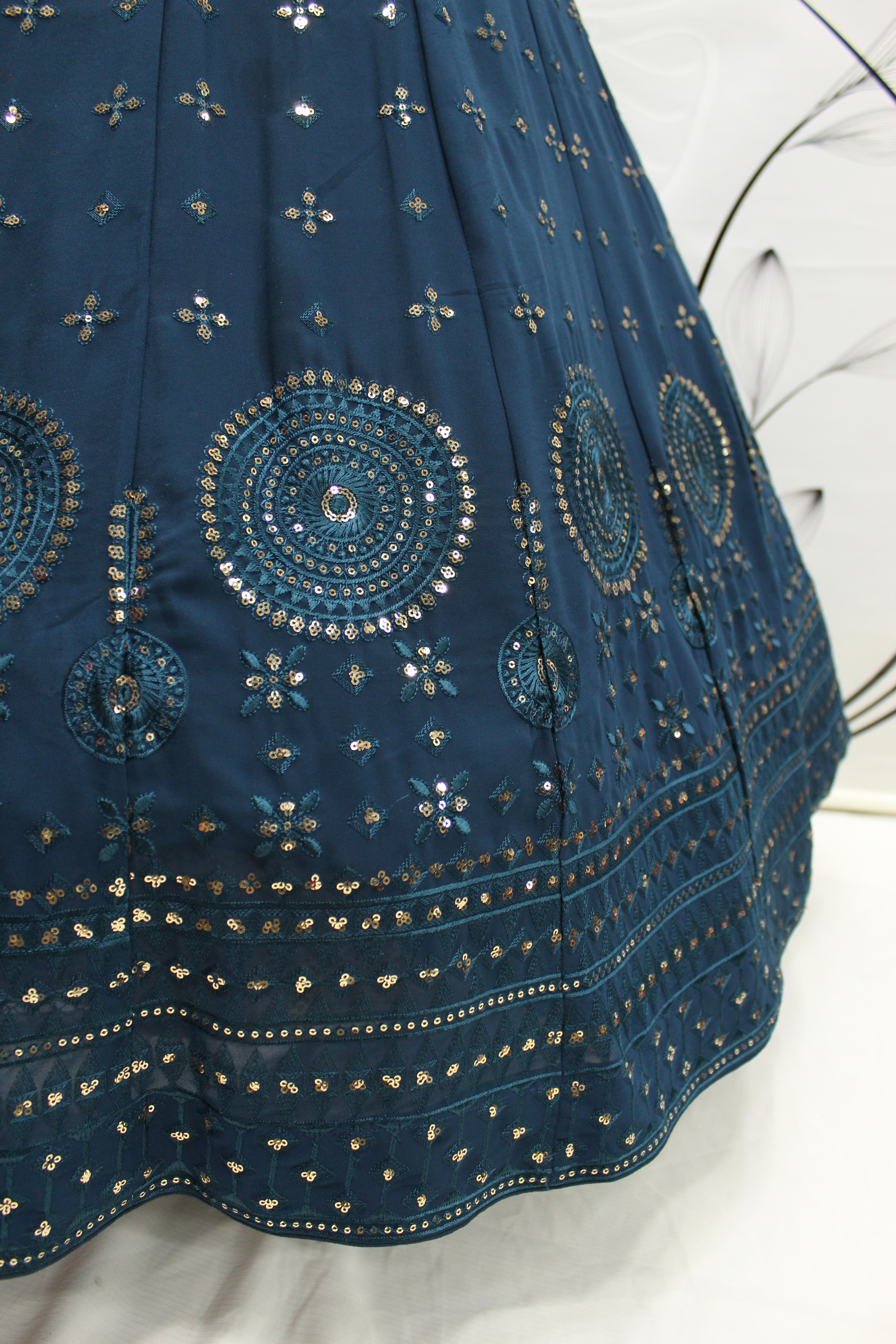 Embroidered Semi Stitched Lehenga Choli  